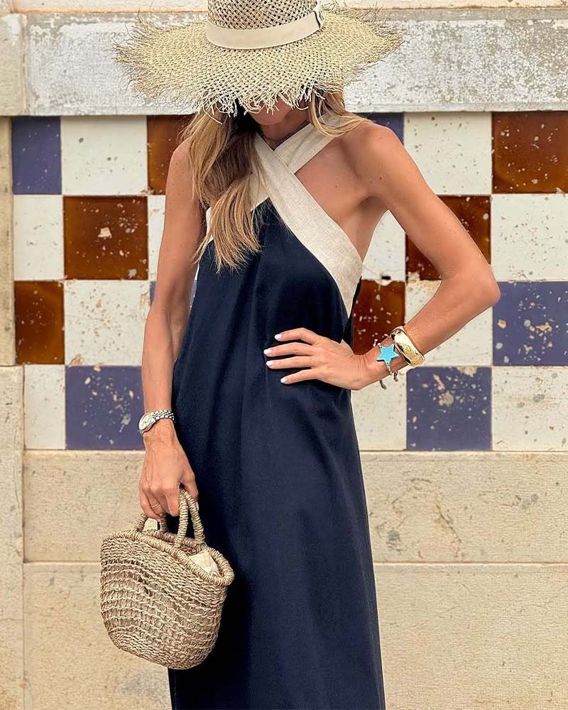 Elegantes Kleid mit unbedecktem Rücken und modischem Crossover-Ausschnitt