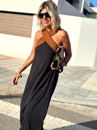Elegantes Kleid mit unbedecktem Rücken und modischem Crossover-Ausschnitt