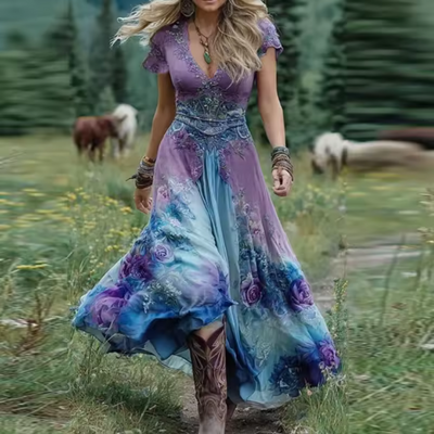 Kleid mit Blumenstickerei