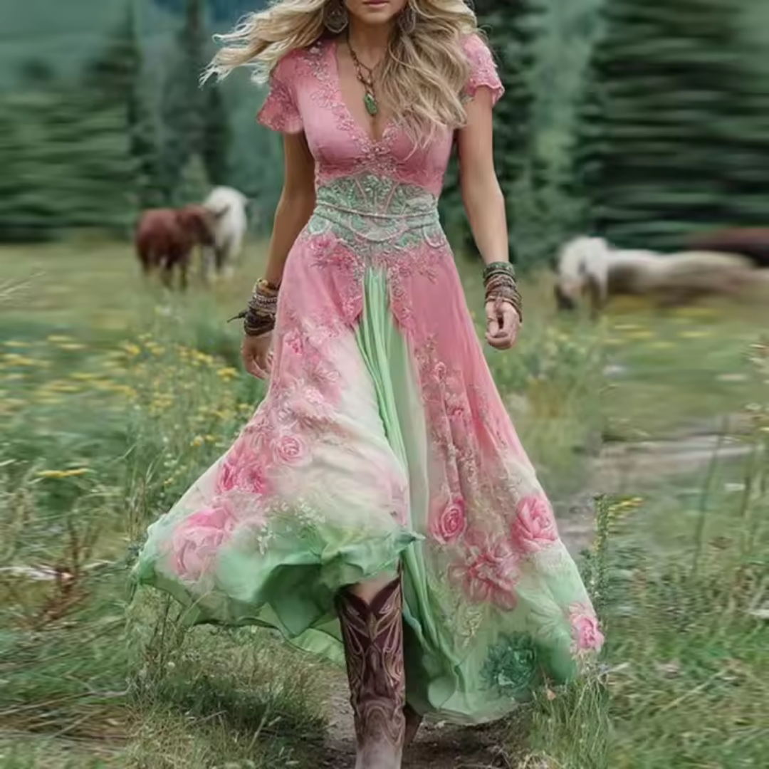 Kleid mit Blumenstickerei