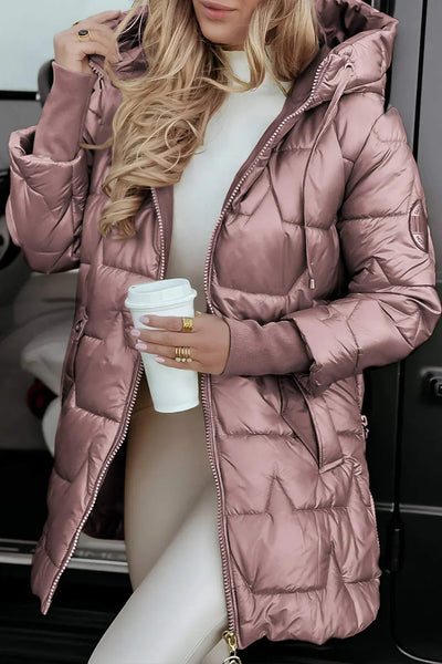 Eleganter Wintermantel mit Kapuze und Füllung