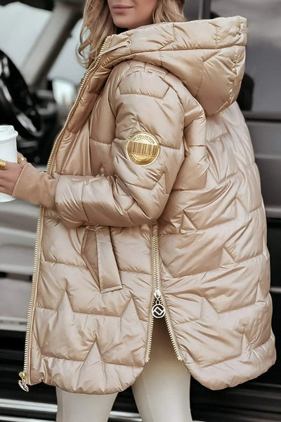 Eleganter Wintermantel mit Kapuze und Füllung